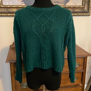 Mudd cropped sweater, forest green, small